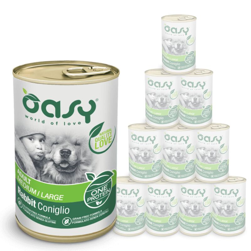 Oasy Dog Adult Medium Large One Protein Coniglio Lattina 400 gr