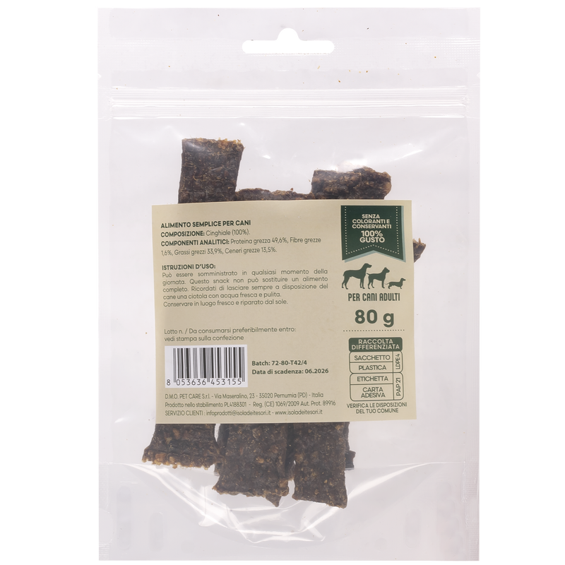 Crancito's Dog Adult Strisce di Cinghiale 80gr