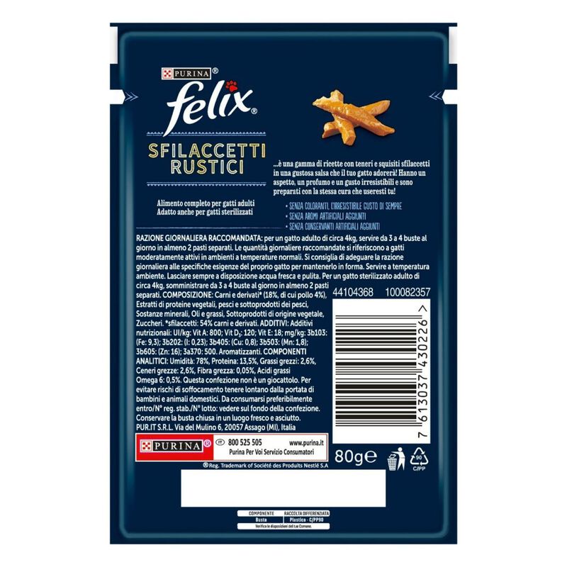 Purina Felix Sfilaccetti Rustici Cat Adult con Pollo 85 gr