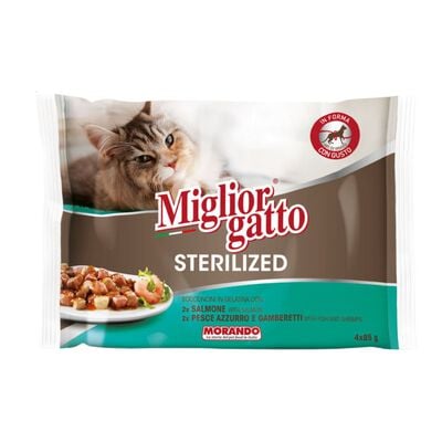 Migliorgatto Cat Sterilized Bocconcini in Gelatina Assortiti Pesce 4 x 85 gr