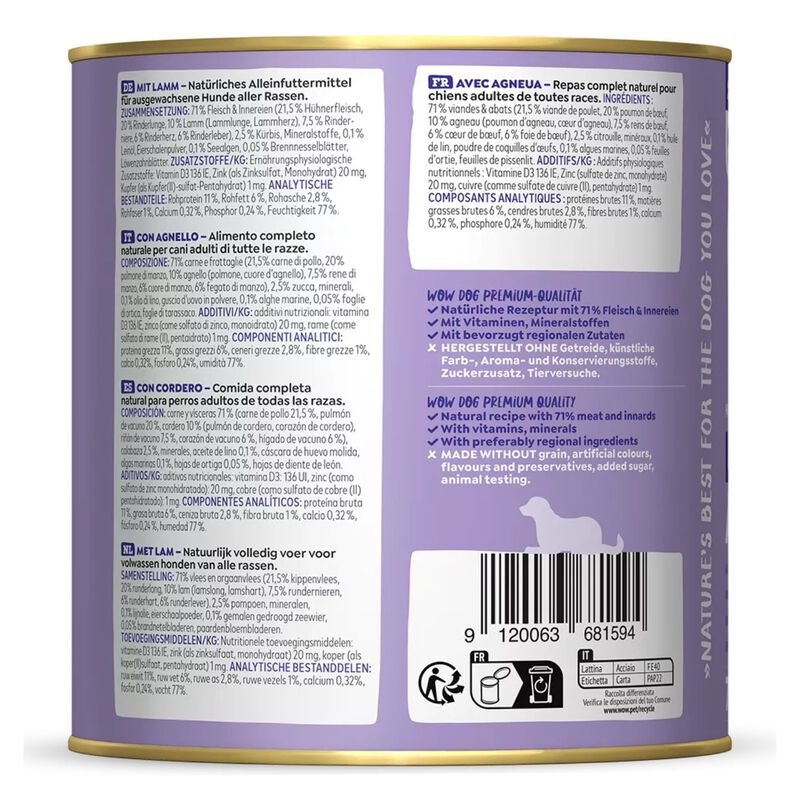Wow Dog Adult Agnello con Zucca e Ortica 800 gr