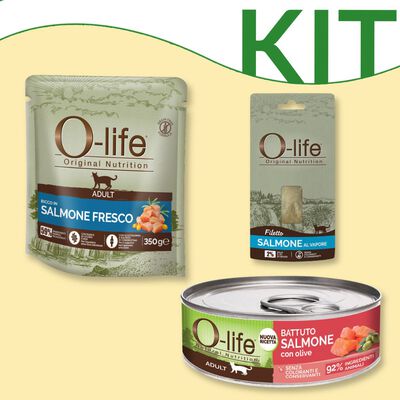 Kit alimentazione premium con carne fresca O-life Cat Adult
