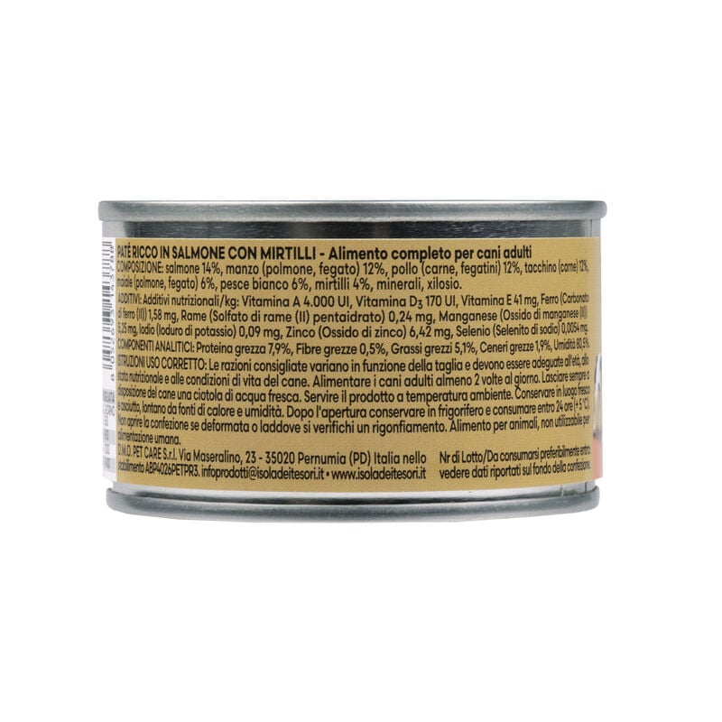 Naturalpet Premium Dog Adult Pat&eacute; ricco in Salmone con mirtilli 150 gr