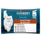 Gourmet Perle Cat Adult Filettini in Salsa con Manzo Pollo Agnello e Anatra 4 x 85 gr
