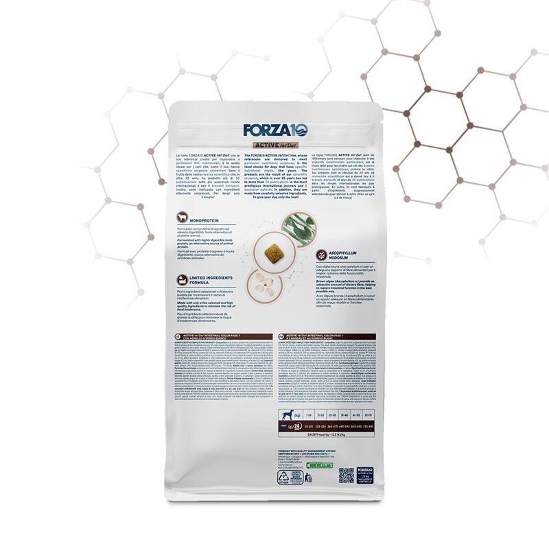 Forza10 Active Vet Diet Dog Adult Intestinal Colon Fase 1 Agnello e sorgo bianco 1,5 kg