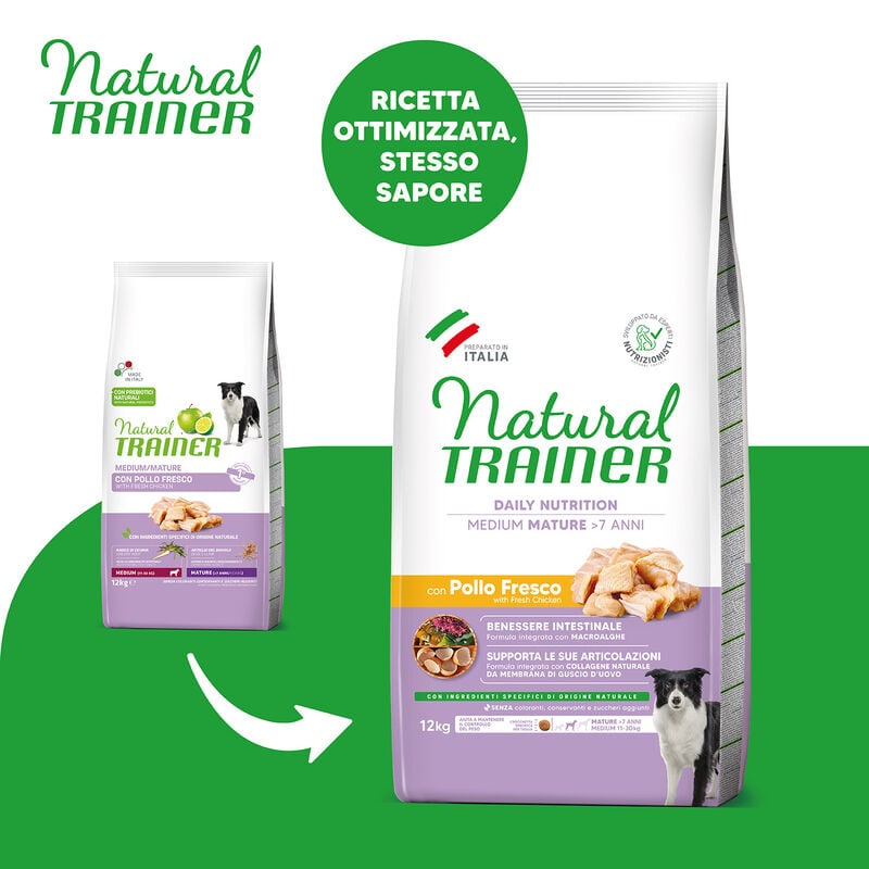 Natural Trainer Daily Nutrition Dog Medium Mature con Pollo fresco 12 kg