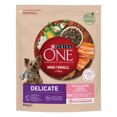 Purina One Dog Mini Delicate con Salmone e Riso 800 gr