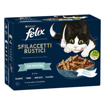 Felix Sfilaccetti Rustici Fish Selection Salmone, Tonno, Merluzzo e Platessa 12 x 80 gr