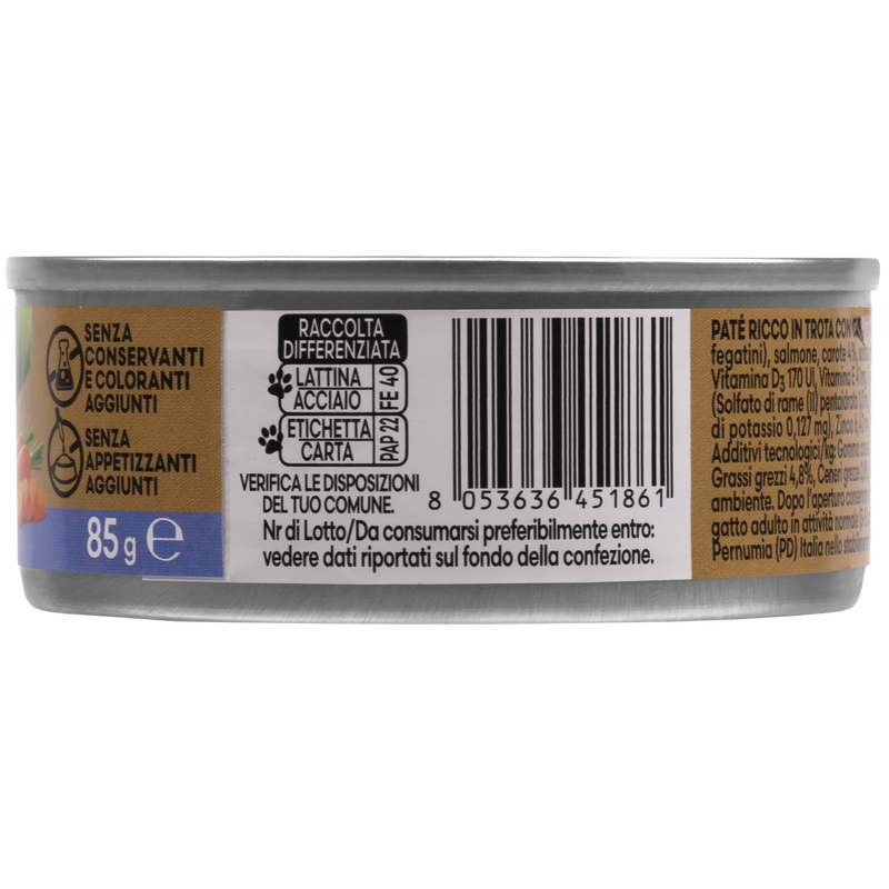 Naturalpet Premium Cat pat&eacute; ricco in trota con carote 85gr