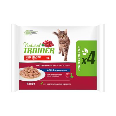 Natural Trainer Cat Adult al Manzo 4 x 85 gr