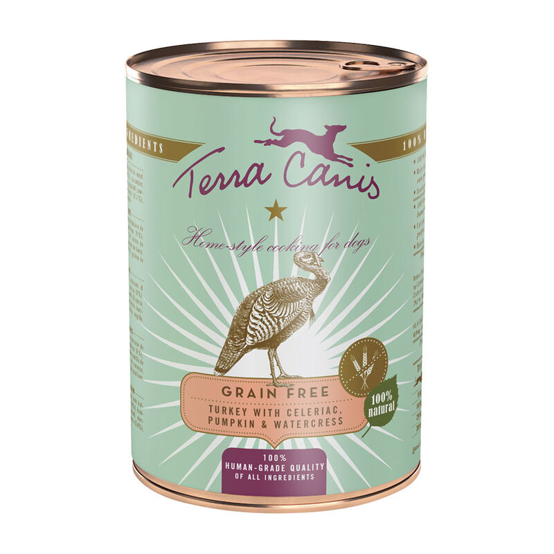 Terra Canis Dog Grain Free Tacchino con Sedano, Zucca e Crescione d&rsquo;acqua 400 gr