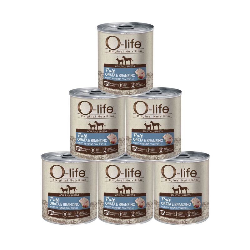 O-life Adult All Breeds Pat&eacute; Orata e Branzino con Piselli 400g