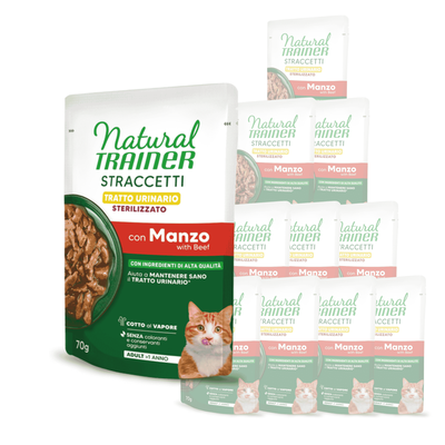 Natural Trainer Straccetti con Manzo Tratto Urinario per Gatti Steril 70gr