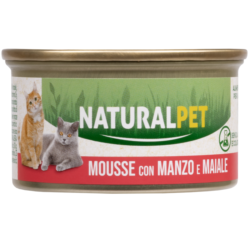 Naturalpet Cat Adult Mousse Manzo e Maiale 85g