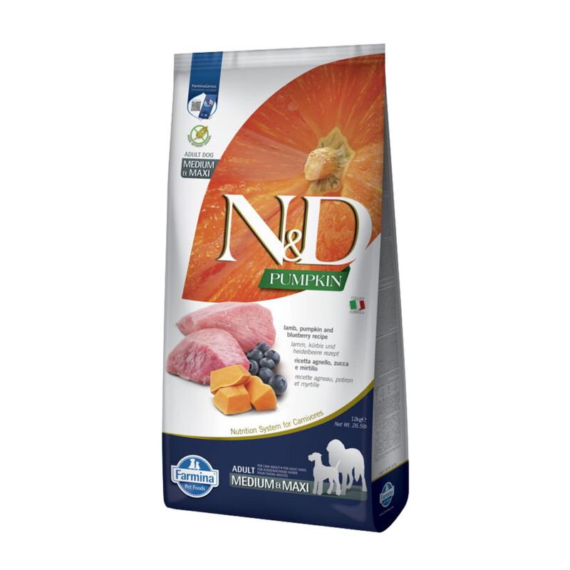 N&D Farmina Pumpkin Dog Adult Medium & Maxi Agnello e Mirtillo 12 kg