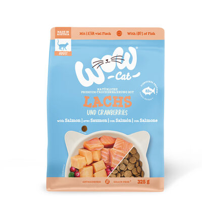 Wow Cat Adult Salmone con Mirtilli Rossi 325 gr