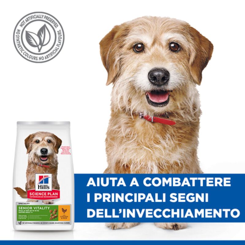 Hill's Science Plan Dog Senior Vitality Small & Mini Mature Adult 7+ al Pollo e Riso 1,5 kg 