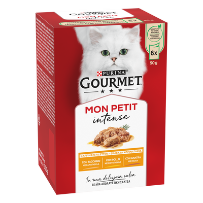 Gourmet Mon Petit Cat Adult con Anatra, Pollo e Tacchino 6 x 50 gr