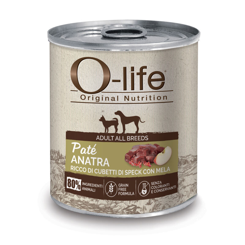 O-life Adult All Breeds Pat&eacute; Anatra e Speck con Mela 400g