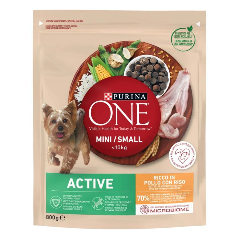 Purina One Dog Mini Active con Pollo e Riso 800 gr