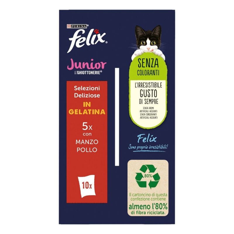 Felix Le Ghiottonerie Kitten Selezioni Deliziose Manzo e Pollo 12 x 85 gr