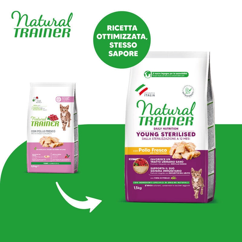 Natural Trainer Cat Young Sterilised con Pollo 1,5 kg