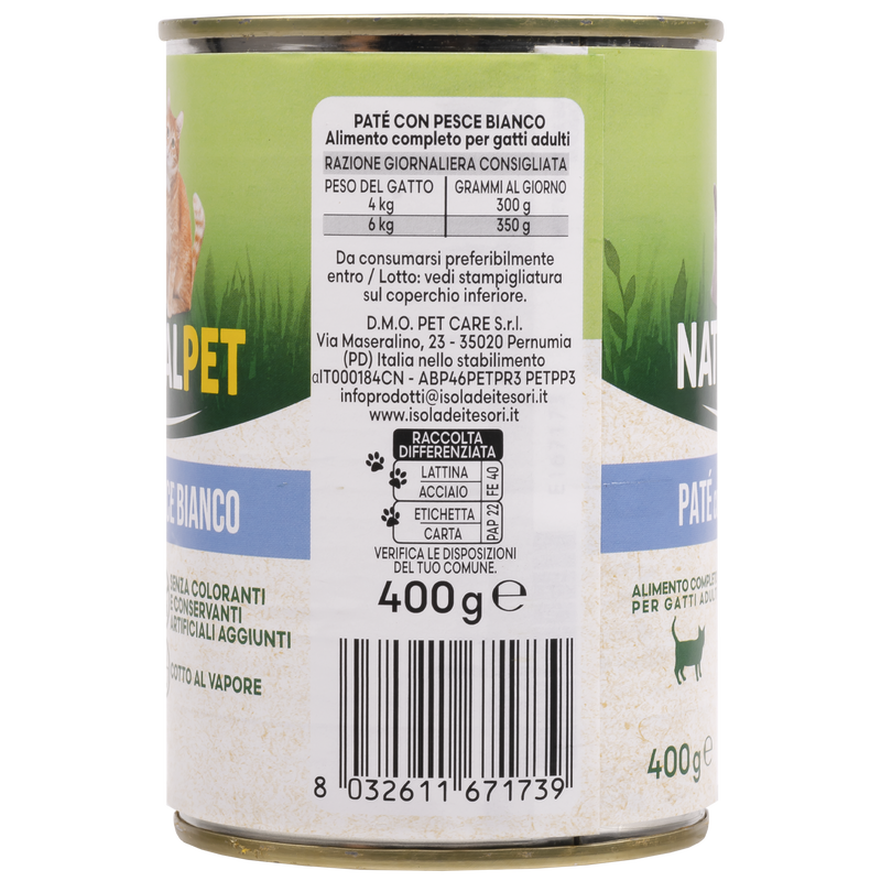 Naturalpet Cat Adult Pat&eacute; Pesce Bianco  400 gr