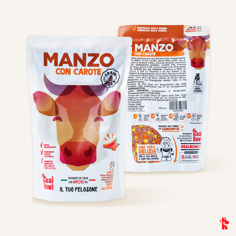 Real Bowl Dog Grain Free Manzo 700 gr